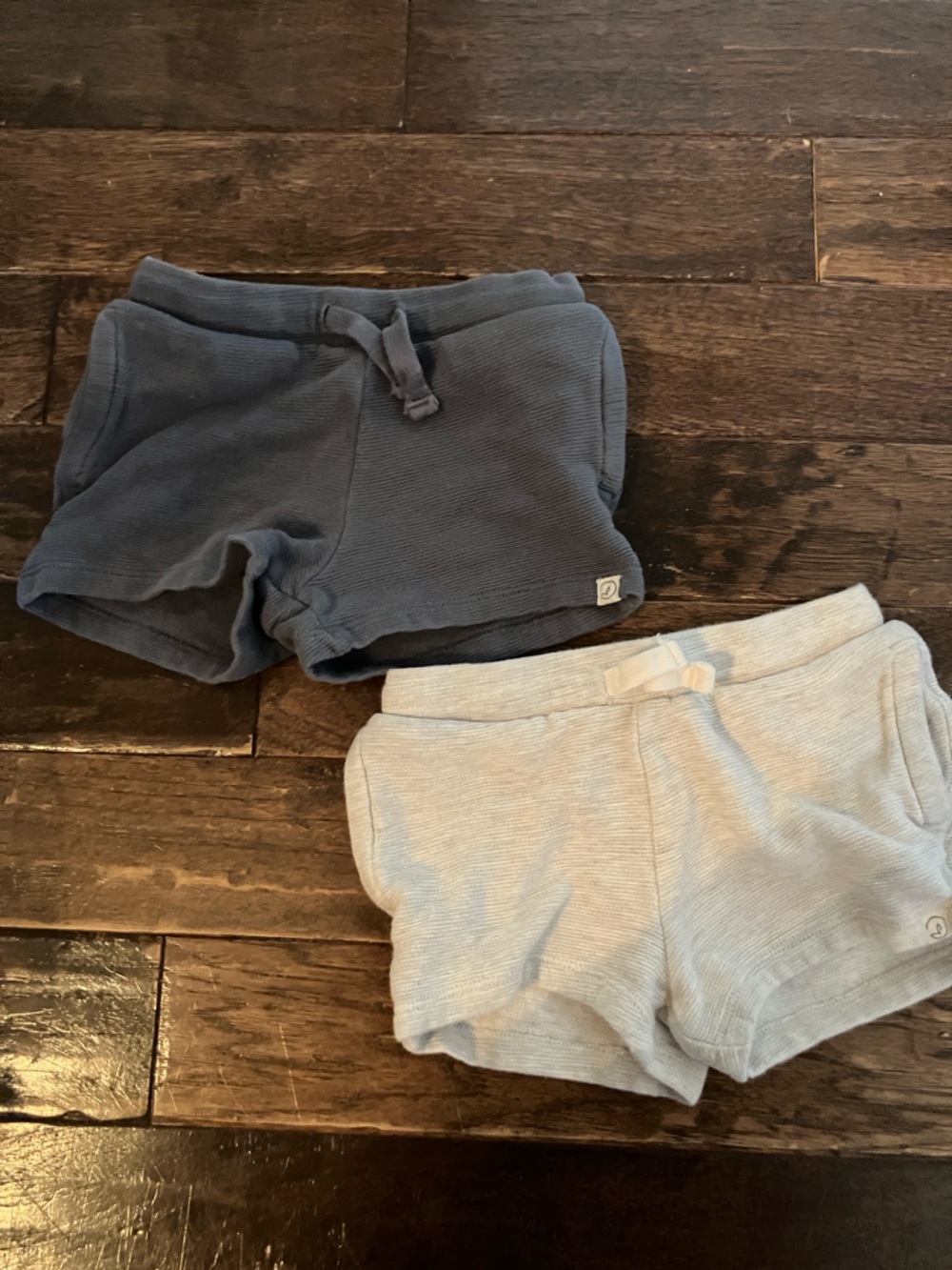 Little Planet Kids Ribbed Knit Shorts - Navy and Light Gray- Set of 2